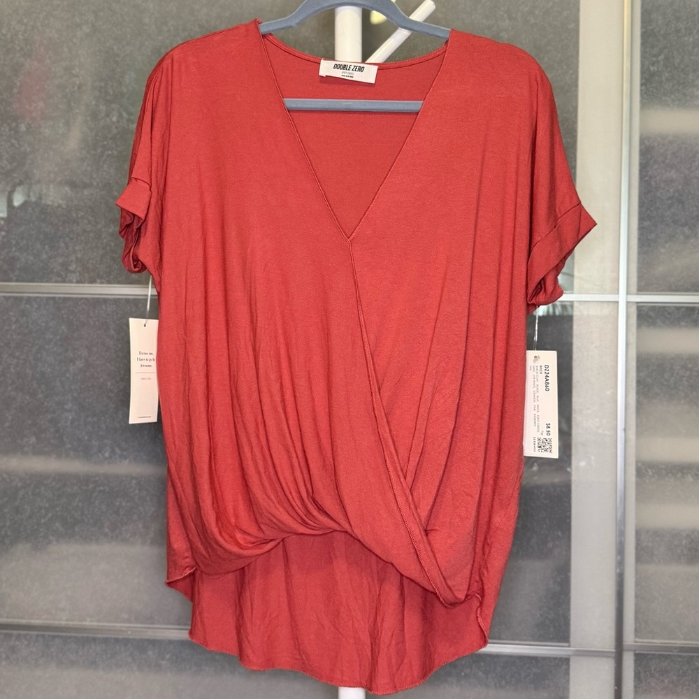 Double Zero Terracotta V-Neck Blouse